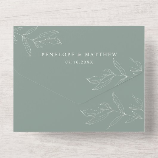 Lijnaftakking Alle in één bruiloft uitnodigen All In One Uitnodiging (Achterkant)