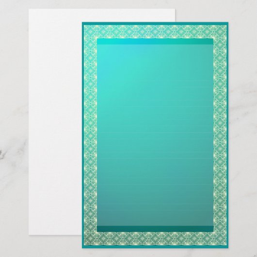 Lijnbaar lint op Blauwgroen metalen bakkerij Briefpapier (Voorkant / Achterkant)