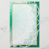 Lijnbaar wit gezicht op groene textielbakkerij briefpapier (Voorkant)