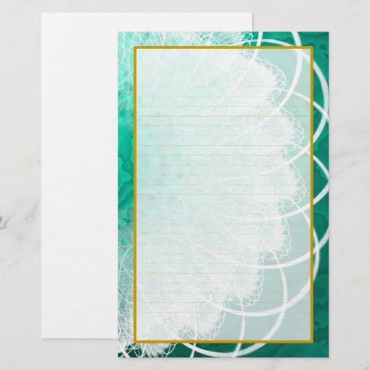 Lijnbaar wit gezicht op groene textielbakkerij briefpapier (Voorkant / Achterkant)