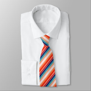 Lijnblauw Oranje patroon Stropdas