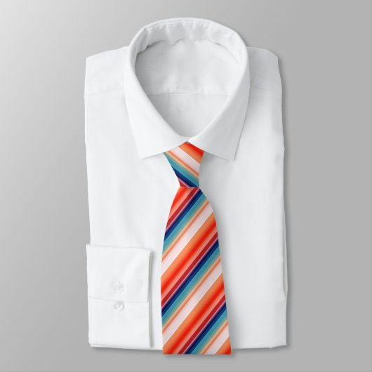 Lijnblauw Oranje patroon Stropdas (Gebonden)