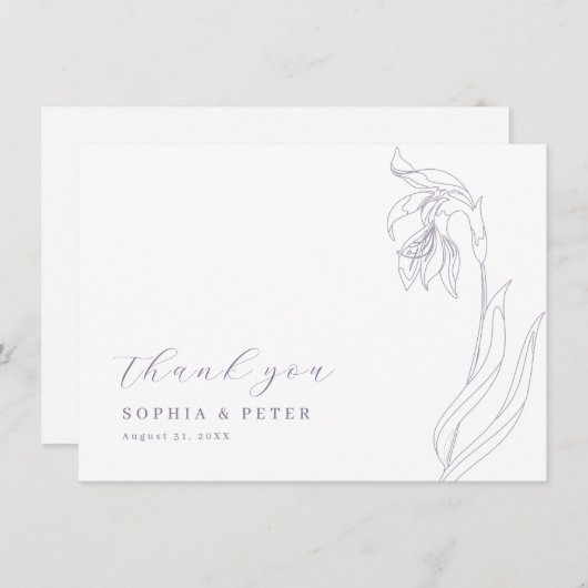 Lijnbloem Lavendel Dank u kaart (Voorkant / Achterkant)