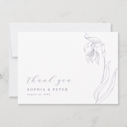 Lijnbloem Lavendel Dank u kaart (Voorkant)