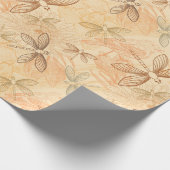 Lijnboomlibellen bloemen perzikpatroon cadeaupapier (Hoek)