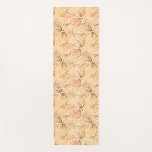 Lijnboomlibellen bloemen perzikpatroon yogamat (Voorkant)