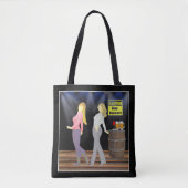 Lijndanserende vrouwen met waarschuwing tote bag (Voorkant)
