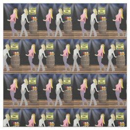 Lijndanserende vrouwen met waarschuwingsbord 2,4-i stof