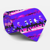 Lijndansers en muzieksymbolen Blauwe afdrukknooppu Stropdas (Opgerold)