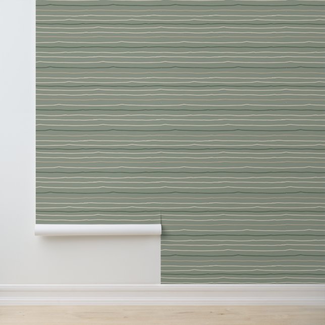 Lijnen Abstract Sage Green Behang (Applicatie)