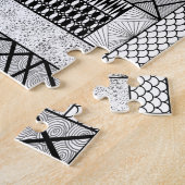 Lijnen en cirkels hoek in zwart-wit legpuzzel (Zijkant)