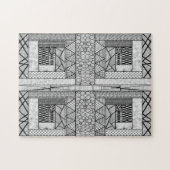 Lijnen en cirkels hoek in zwart-wit legpuzzel (Horizontaal)