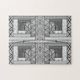 Lijnen en cirkels hoek in zwart-wit legpuzzel