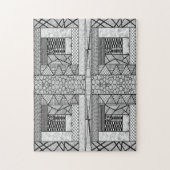 Lijnen en cirkels hoek in zwart-wit legpuzzel (Verticaal)