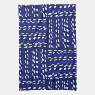 Lijnen en geometrische blauwe en witte leuke ontwe theedoek
