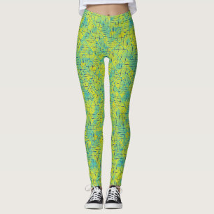 Lijnen en patches patroon in Blauw BYyellow BG Leggings