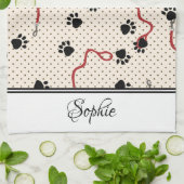 Lijnen en poten gepersonaliseerd theedoek (Gevouwen)