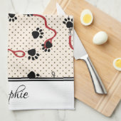 Lijnen en poten gepersonaliseerd theedoek (Quarter Fold)