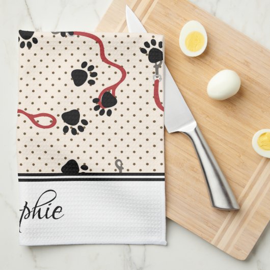 Lijnen en poten gepersonaliseerd theedoek (Quarter Fold)