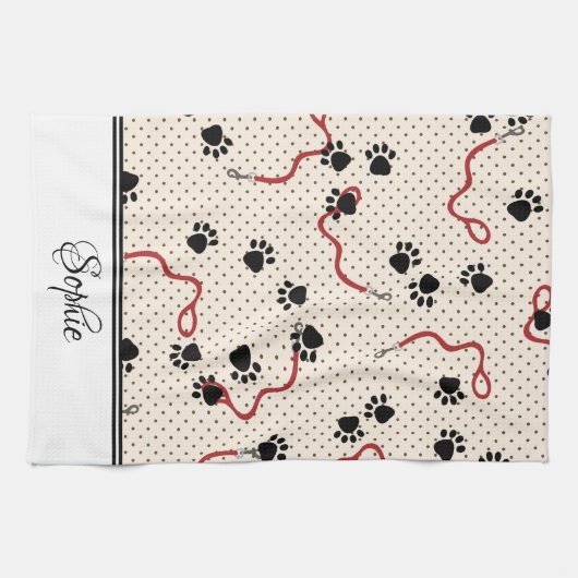 Lijnen en poten gepersonaliseerd theedoek (Horizontaal)