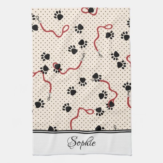 Lijnen en poten gepersonaliseerd theedoek (Verticaal)