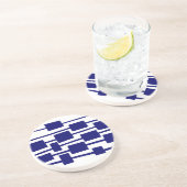 Lijnen en Rechthoeken - Deep Navy on White Zandsteen Onderzetter (Zijkant)