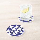 Lijnen en Rechthoeken - Wit op Deep Navy Zandsteen Onderzetter (Zijkant)