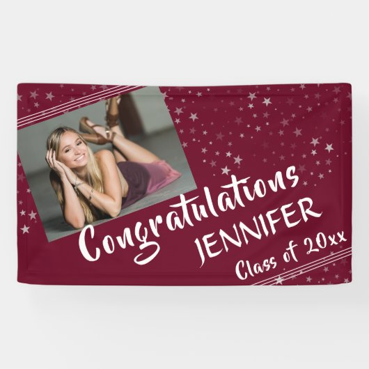 Lijnen en sterren | bewerkbare kleuren | Foto-Afst Spandoek (Horizontaal)