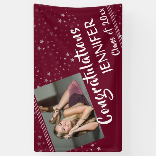 Lijnen en sterren | bewerkbare kleuren | Foto-Afst Spandoek (Verticaal)