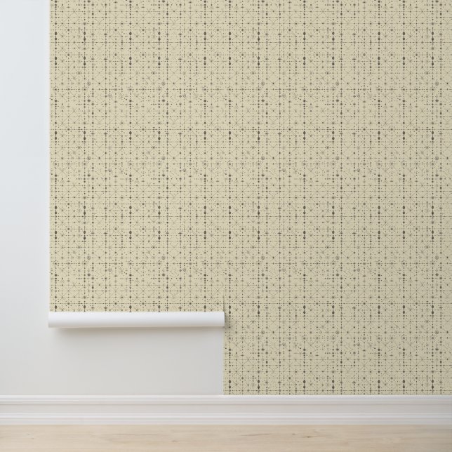 Lijnen en stippen beige behang (Applicatie)