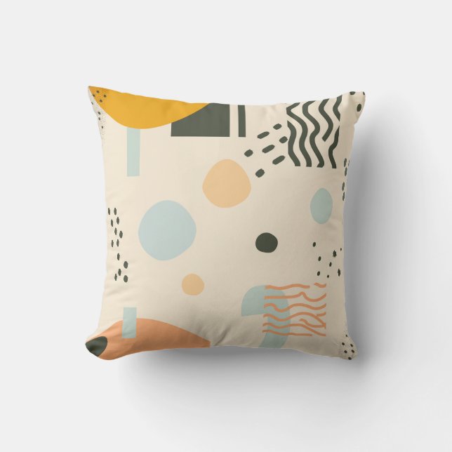 Lijnen en stippen met cirkels op gebroken wit kussen (Voorkant)