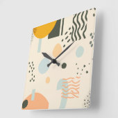 Lijnen en stippen met cirkels op gebroken wit vierkante klok (Hoek)