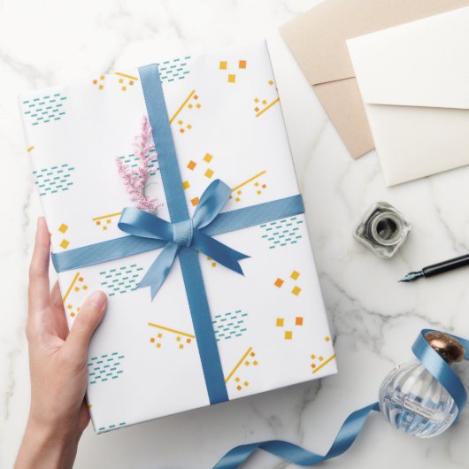 Lijnen en vierkante witte patronen cadeaupapier (Geschenken)