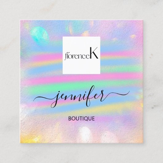 Lijnen geschilderd roze Abstract aangepaste QR LOG Vierkante Visitekaartje (Voorkant)