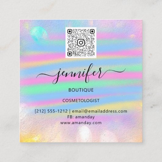 Lijnen geschilderd roze Abstract aangepaste QR LOG Vierkante Visitekaartje (Achterkant)