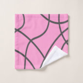 Lijnen: Grijs op Zacht roze Bad Handdoek (Wasdoekje)