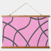 Lijnen: Grijs op Zacht roze Hangend Wandkleed (Voorkant)