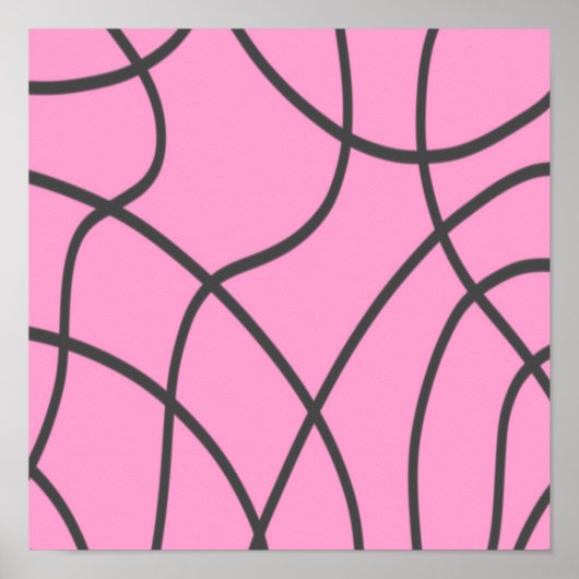 Lijnen: Grijs op zachte roze Poster (Voorkant)