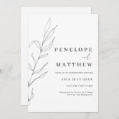 Lijnen Kunst Loof Blad Trouw Uitnodiging (Voorkant / Achterkant)