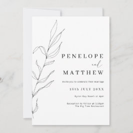 Lijnen Kunst Loof Blad Trouw Uitnodiging