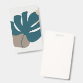 Lijnen met abstracte vorm in bladgroen badge (Voor- en achterkant)