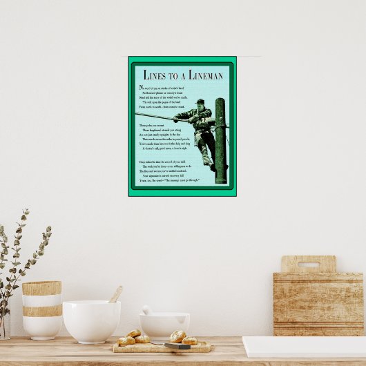 Lijnen met een Lineman  Ma Bell Poster (Keuken)