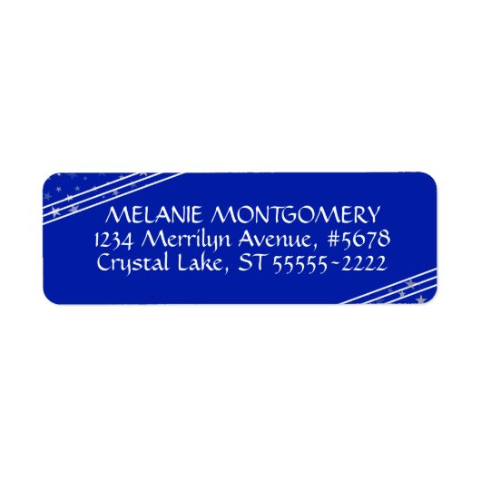 Lijnen & Sterren | Bewerkbaar Royal Blue Etiket (Voorkant)