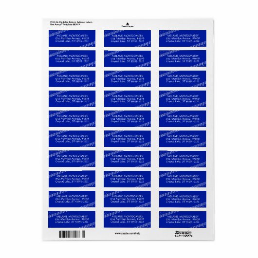 Lijnen & Sterren | Bewerkbaar Royal Blue Etiket (Full Sheet)