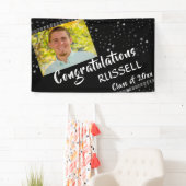 Lijnen & Sterren | Bewerkbaar zwart | Foto Afstude Spandoek (Insitu)