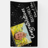 Lijnen & Sterren | Bewerkbaar zwart | Foto Afstude Spandoek (Verticaal)