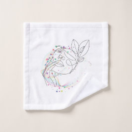 Lijnen tekening gezicht doekje flanel eenvoudig ar washandje