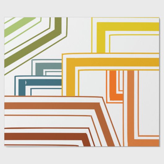 Lijnen uit de jaren zeventig cadeaupapier (Vlak)