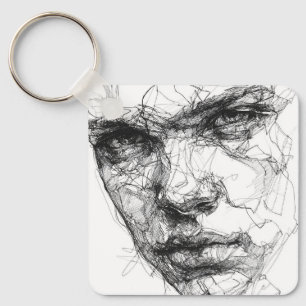 Lijnen van een gebroken blik sleutelhanger