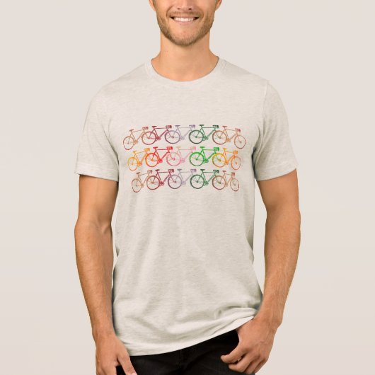 Lijnen van gekleurde fietsen Tri-Blend shirt (Voorkant)